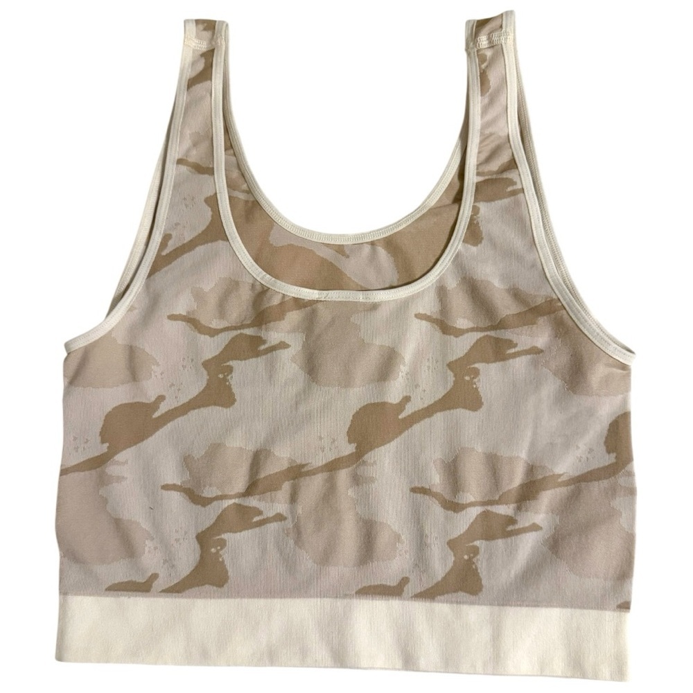 Adidas Originals Beige Camo Longline Bralette Crop Tank Top US XL NWT - Picture 2 of 5